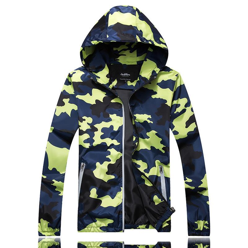 Camouflage Jacket Men's Coat Large Size Trend Reflective Camouflage Trench Coat Spring and Autumn