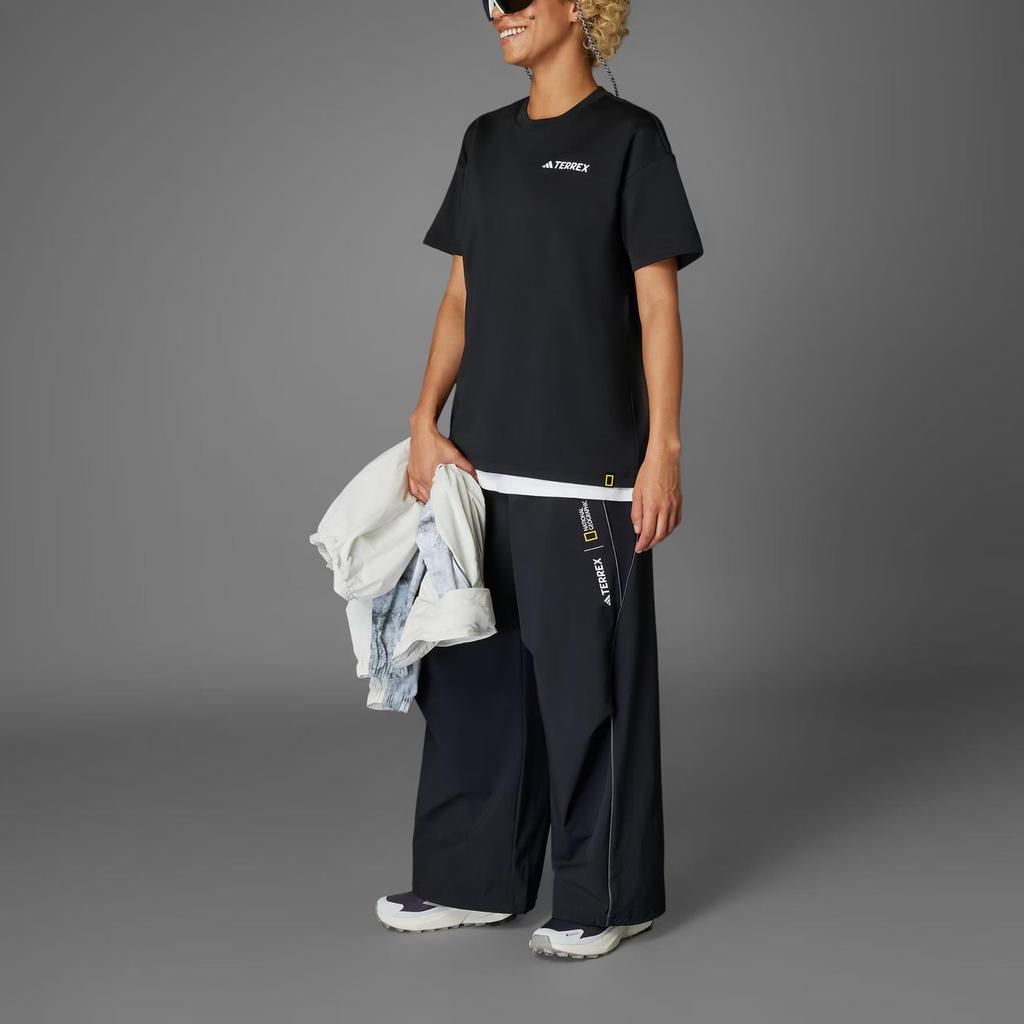 Adidas X National Geographic Collaboration Loose Fit Round Neck Moisture Wicking Quick Dry Short Sleeve T-Shirt Unisex T-Shirts Black JD5957