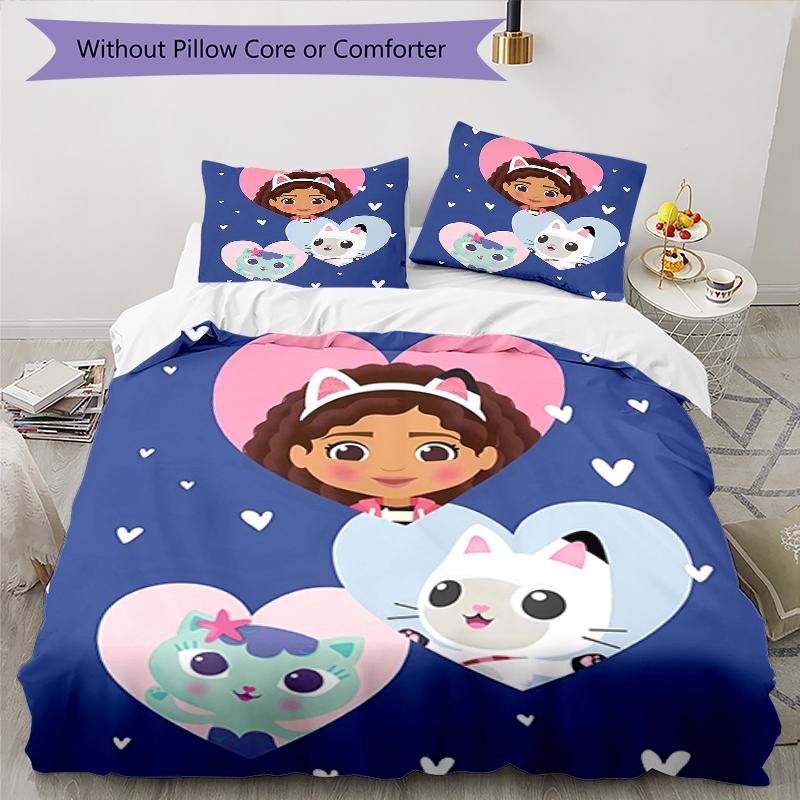 3pcs Gaby's Bubble House4 Design Cover Set - HD Printed Bedding with 1 Cover and 2 Pillowcases - Perfect for Home and Dorm Decor