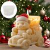 Cute Teddy Bear Wear Christmas Hat Driving Candle Silicone Mold Sitting On Christmas Car Teddy Bear Resin Mould Gypsum Molds