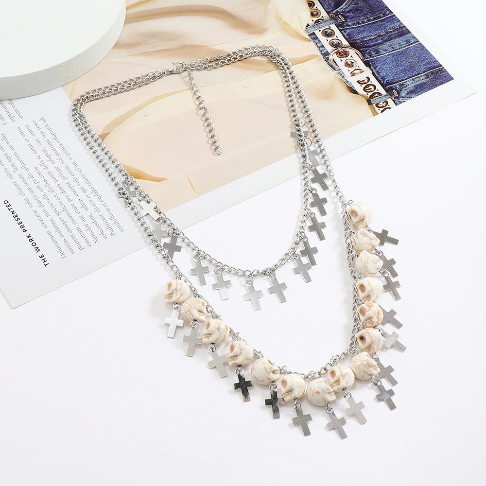 Cross Skull Halloween Jewelry Electroplated Alloy Pendant For Accessory Costume