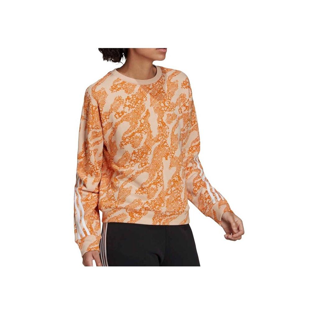 Adidas Animal Print Comfortable Skin-Friendly Crew Neck Sweatshirt Women Sweatshirt Orange H57316