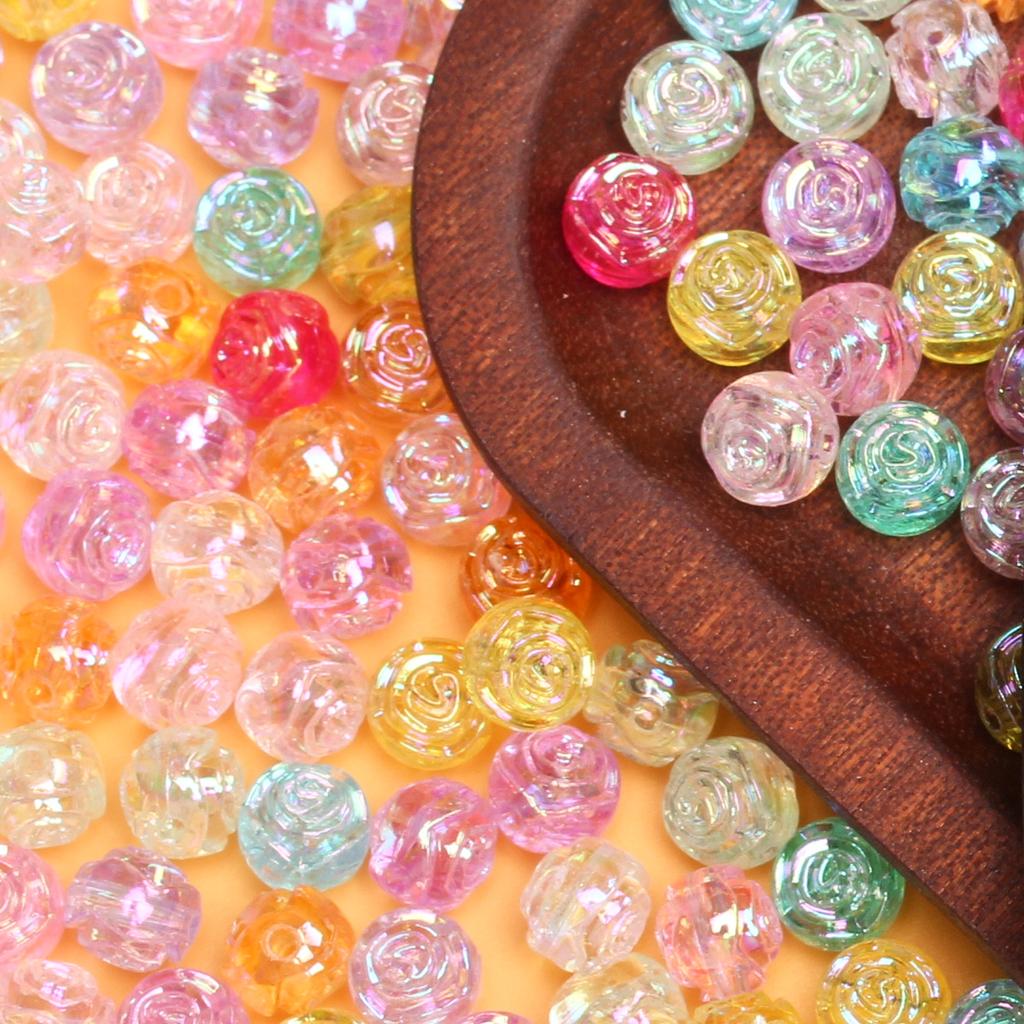 100 шт. 8 мм акриловые двухсторонние маленькие розовые бусины для ожерелья, серег, браслета, самодельный материал для бисероплетения