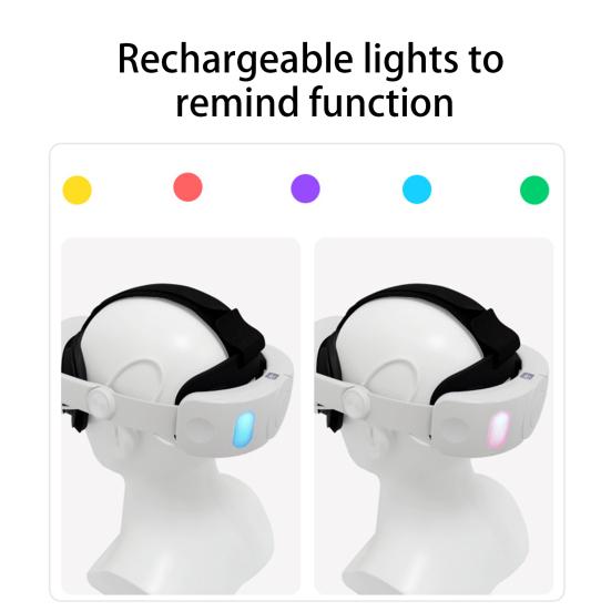Ремень на голову Дисплей мощности Многоточечная регулировка Эргономичность 6000 мАч с цветной дыхательной подсветкой Регулируемая гарнитура виртуальной реальности для Quest2