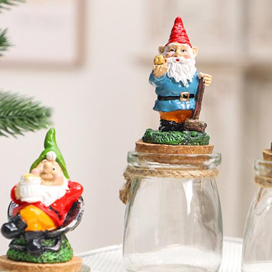 Рождественская банка для конфет, прозрачная стеклянная банка с крышкой, смоляная статуэтка гнома Санты, мини-баночка для закусок на кухонный стол, многоярусный поднос, украшение для вечеринки