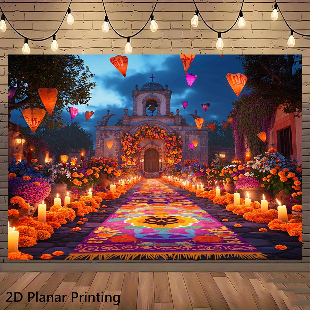 1 piece of 2D flat banner (background cloth), for the night of the Halloween lantern festival, wall decoration bannerzyc