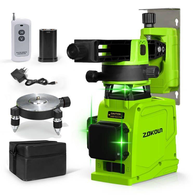 Green 12 Line Laser Level with 5200mAh Rechargeable Battery Module (GF120) - Accurate 3D Model Self-Leveling for Horizontal and Vertical Measurements