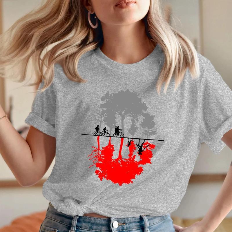 "Friends" Upside Down World Theme T-shirt - Fun Unisex Pure Cotton T-shirt Printed for Women's Daily Wear Short-sleeved