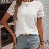 Women's Fashion Casual Summer Spring Solid Color Print Short Sleeve O-Neck Blouses & Shirts