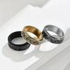 Punk Viking Script Stainless Steel Rotating Fidget Rings Men For Anxiety Worry Stress Relief Metal Rock Band Ring Spinner