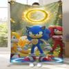 Ретро Мультяшное Игровое Фланелевое Одеяло S-Sonic, Ультра Мягкое Теплое Плюшевое Покрывало для Дома, Спальни, Кровати, Дивана, Походного Пикника, Подарок