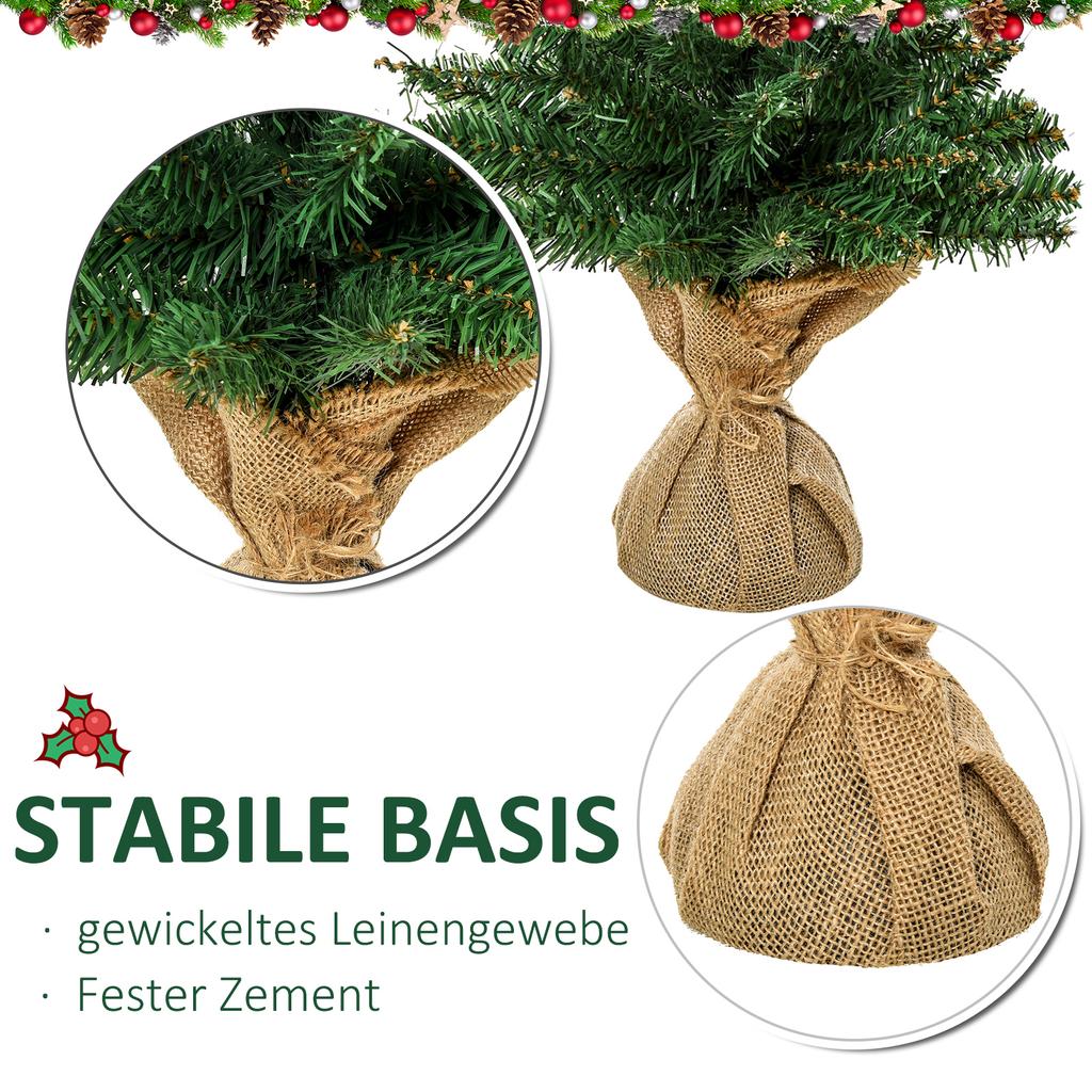 Mini Christmas tree with artificial snow, 60 cm high, with cement stand, multicoloured
