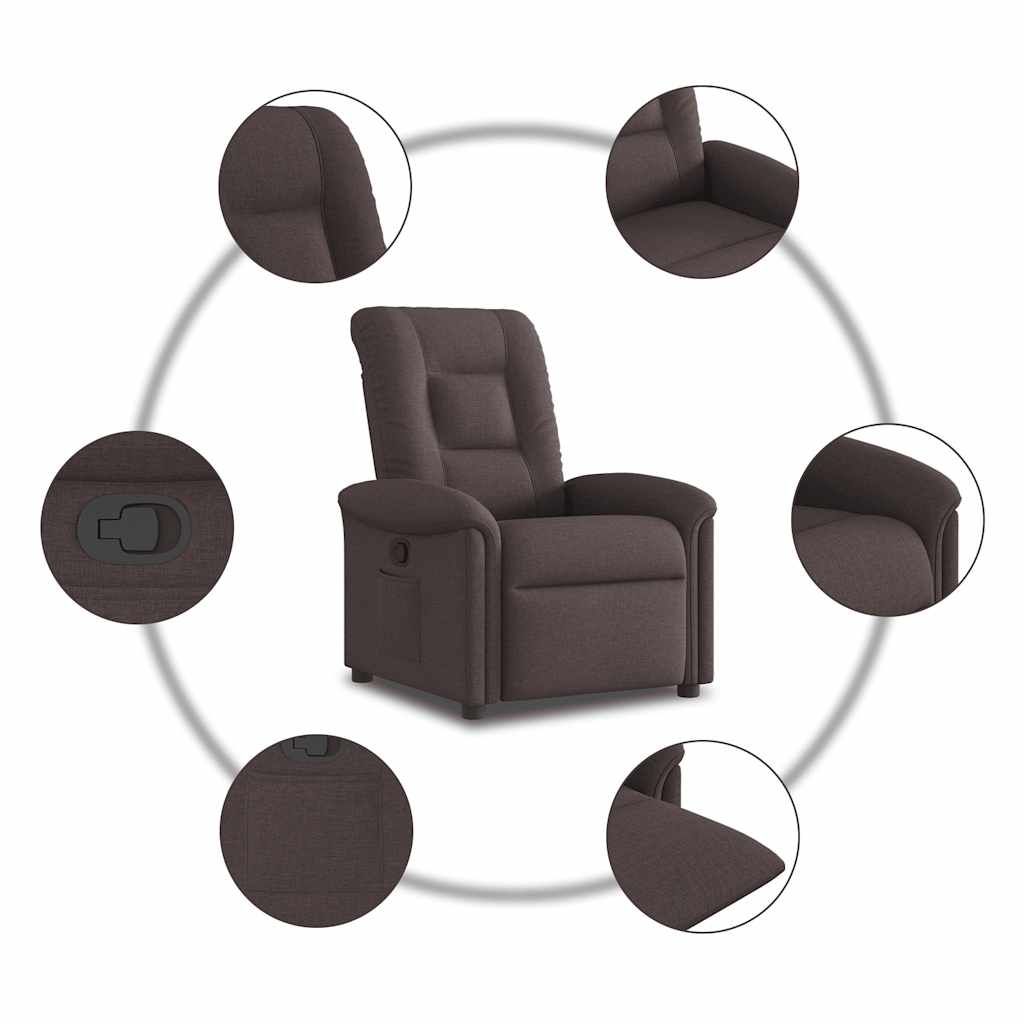 Recliner Chair Dark Brown Fabric