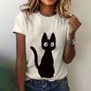 Women's T-shirt Cat Print Short Sleeve Summer Casual Wear Loose Top Fashion Round Neck Short Sleeve Women's Elegant T-shirt