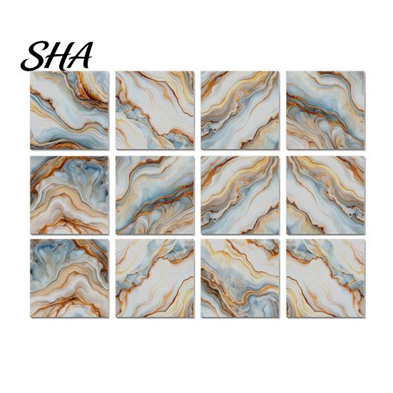 Peel And Stick Marble Tiles 12PCS Imitation Pattern Wall Stickers, Self-Adhesive Waterproof EVA Realistic Stone Texture Stickers Tiles, Scratch