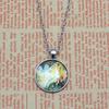 Retro Mermaid Convex Round Pendant Necklace Women's Personality Neck Jewelry Gift