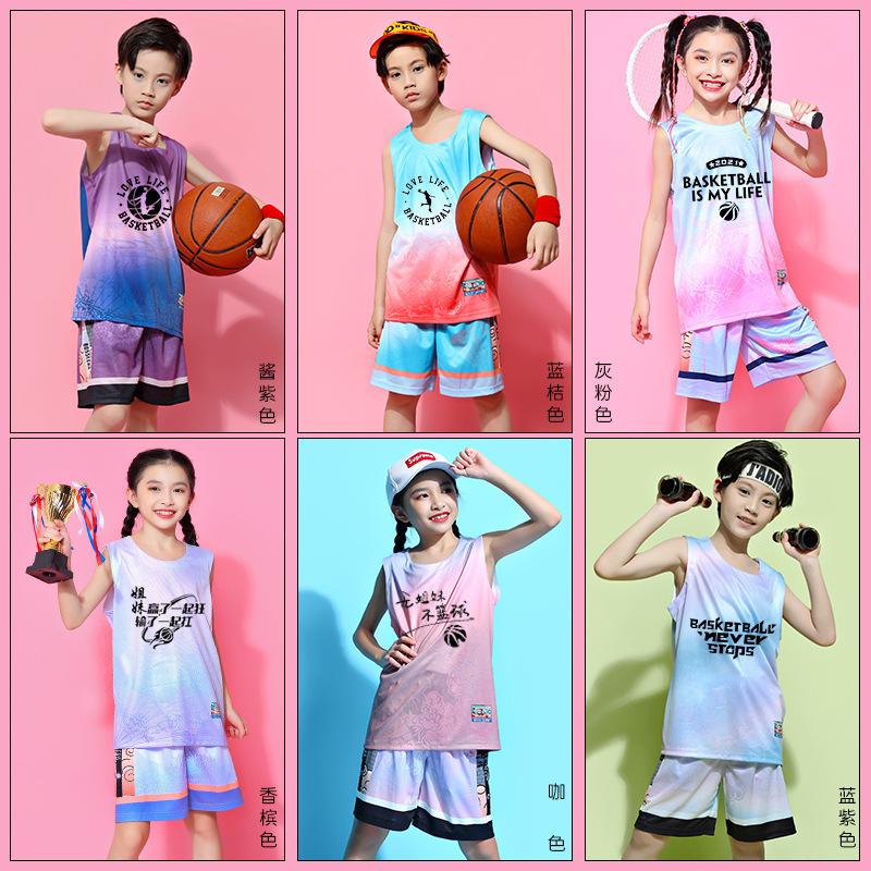 Children's and students' basketball uniforms printed number team training uniforms sports suits summer breathable men's and women's table tennis