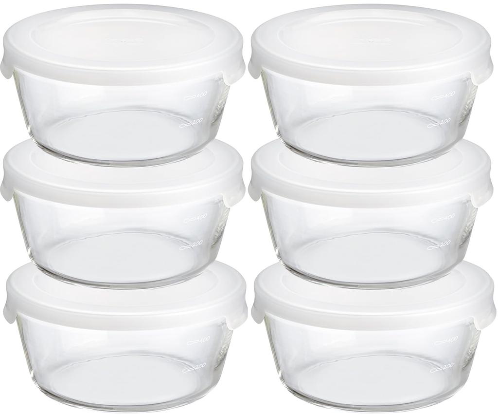 Hario Heat-Resistant Glass Storage Containers, Round, 600ml, MST-60-TW, Set of 6