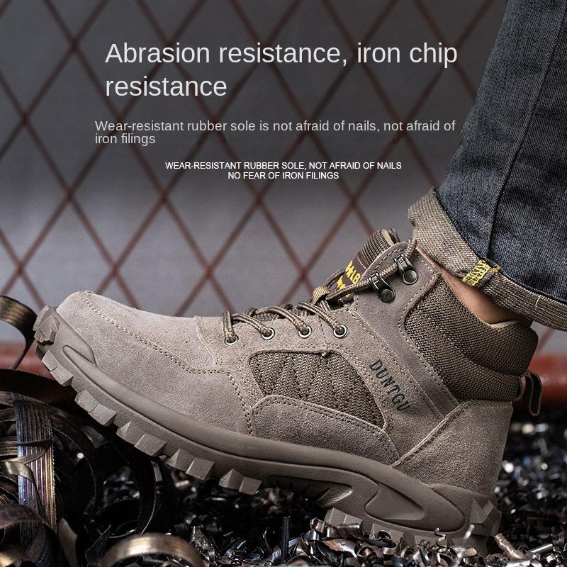 Labor Protection Shoes Men's Four Seasons Breathable Type Anti-Smashing and Anti-Penetration Steel Toe Cap Soft Bottom Safety Shoes