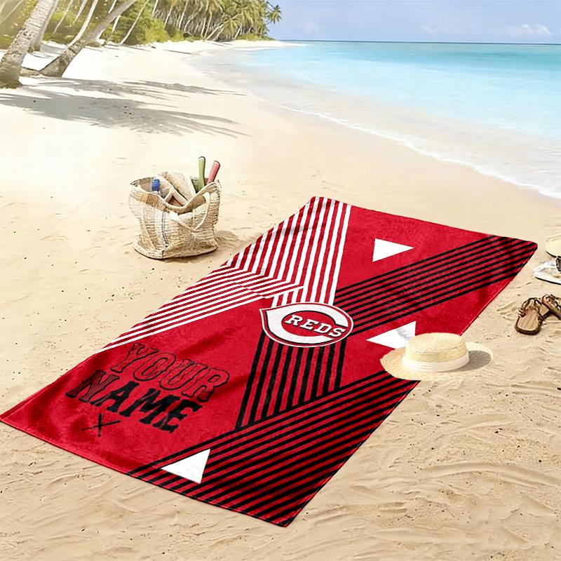 Name Custom Cincinnati Reds Print Beach Towel, Large Soft Quick Dry Towel for Beach Camping Swimming