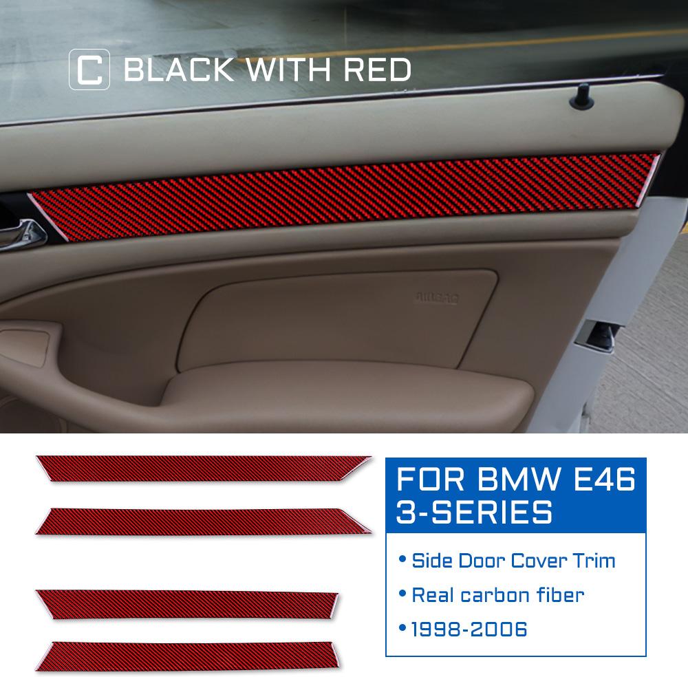 For BMW E46 3 Series 1998-2006 - 4PCS Door Handle Surround Panel Trim, Carbon Fiber Durable Interior Decor