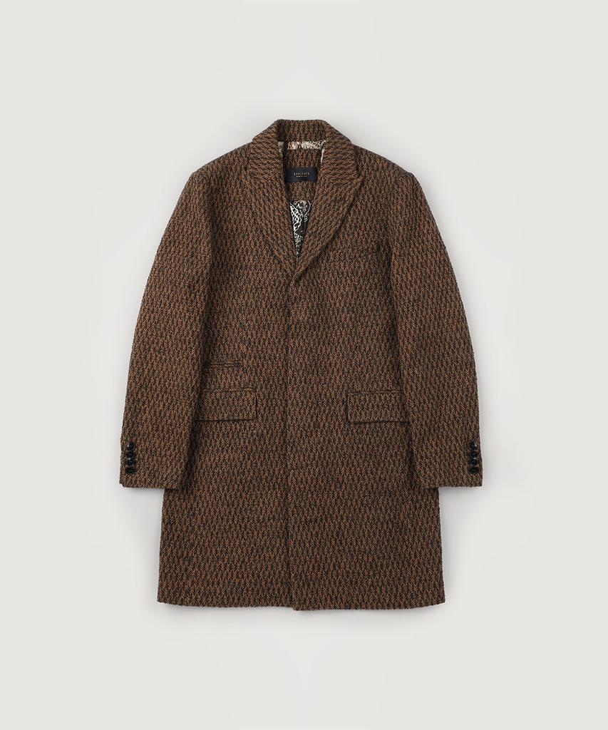 Panicale Single-Breasted Check Wool Blend Coat [Beige]