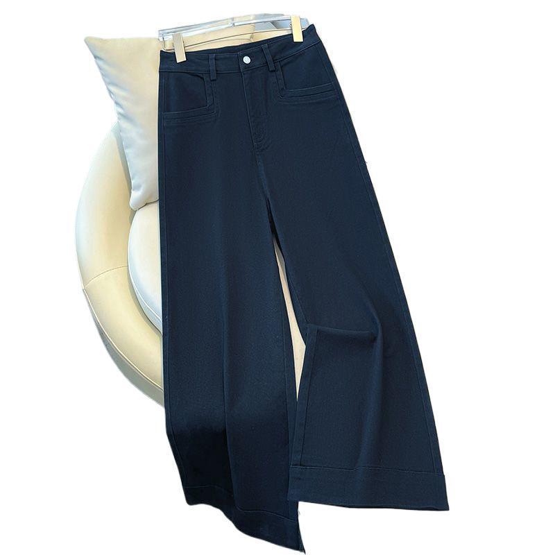 Женские брюки с широкими штанинами на флисовой подкладке: Однотонные новые осенне-зимние джинсы прямого кроя для миниатюрных.