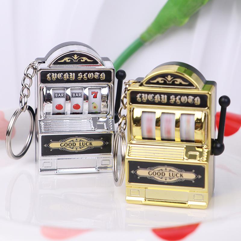 Fruit Slot Machine Keychain Dollhouse Lucky Charm Jackpot Keychains Mini Pendant Bag Charm Novelty Gifts for Adults Home Decor