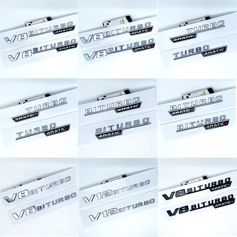 3D Flat Fo Turbo BITURBO V8 BITURBO 4MATIC 4MATIC+ V8 V12 BITURBO Plus Emblem for Benz GT Car Fender Side Sticker BB1