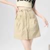 Gray American Work Skirt for Women's Summer New Drawstring Niche Design High Waist A-line Hip Skirt
