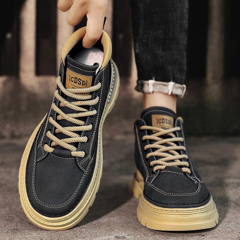 Мужская обувь Дышащая обувь для инструментов Высокое качество Уличная повседневная Высокие берцы На шнуровке Мужская обувь Модная Универсальная Ботильоны Zapatos Hombre