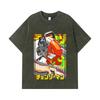 275 GSM Washed T-shirts 100% Cotton Chainsaw Man V5 Denji Print Unisex Heavy Cotton T Shirt