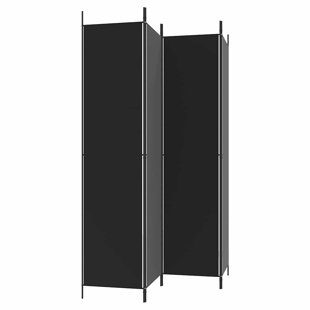4 Piece Black Folding Screen 200 x 220 cm Fabric