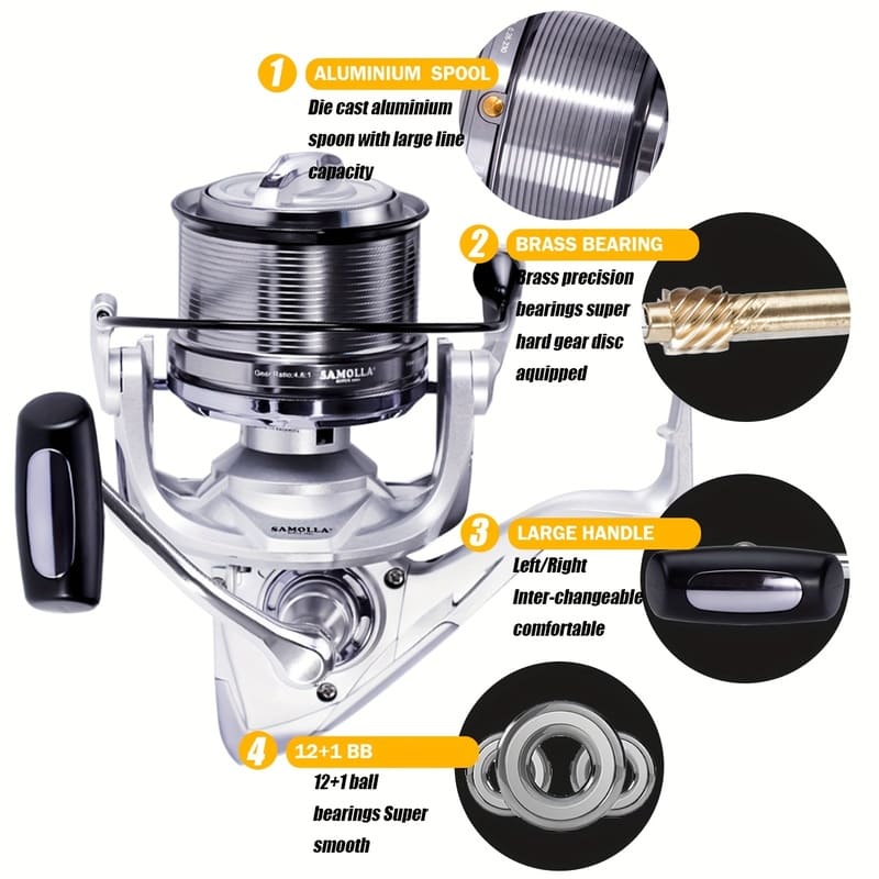 Цельнометаллическая катушка для спиннинга дальнего заброса, для пляжной и морской рыбалки, катушка для лески, устойчивая к морской воде, износостойкая, коррозионностойкая, модель 8000-12000