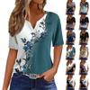 Women's T Shirt Tee Print Button Short Sleeve Daily Weekend Fashion Basic V- Neck Regular Top