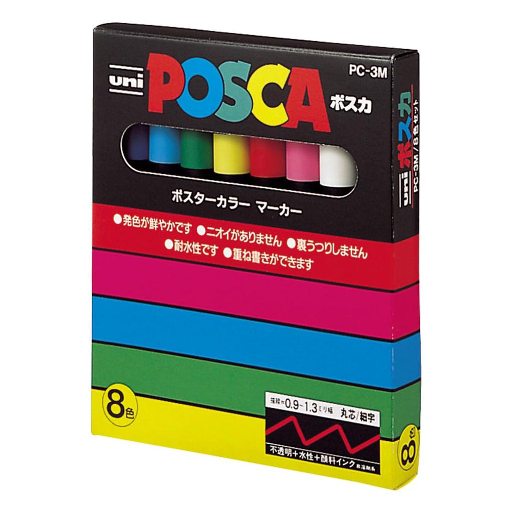 Posca Mitsubishi Pencil Pen Posca Fine Point Round Core 8 Colors PC3M8C Water-based