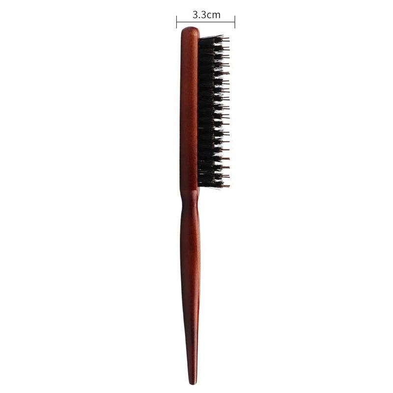 Three-Row Curly Pig Bristle Comb for Fluffy Hair with Pointed Tail - Ideal for Ladies