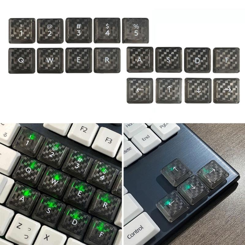 DIY Customs Keyboard Keys 17Pcs Keycap Carbon Fiber Texture Nonslip Cover for G915/G813/G815/G913 TKL