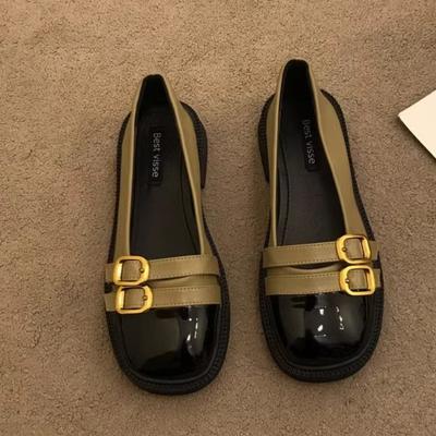 Туфли для женщин Мода Весна и Осень Женские балетки Смешанные цвета Пряжка на одно слово С мелким вырезом Круглый носок Женские туфли