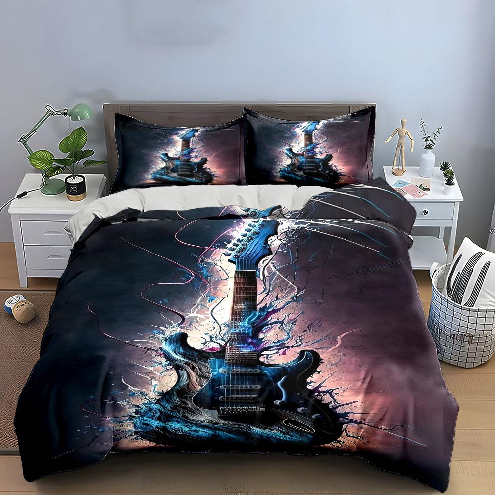 Electric guitar with lightning. Bedding sets Duvet cover sets Duvet covers Pillowcases(1 * Duvet Cover 2 * Pillowcases without duvet insert)