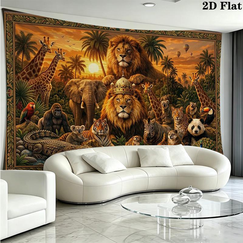 African Animals Wall Tapestry Aesthetic Wall Hanging Printed Fabric Blanket Decorative Tapestries for Bedroom Living Room Home Decor
