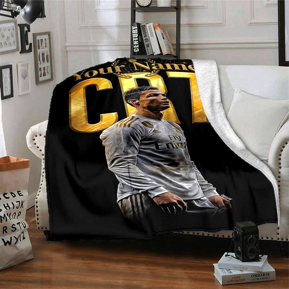 Cristiano Ronaldo (6) Personalized Name Blanket Multi-purpose Personalized Blanket Soft Warm Cozy for Chair Livingroom Couch Picnics