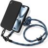 Coque Pour iPhone 17e, Silicone Souple Noire Anti-Rayures Avec Cordon Robuste Bleu