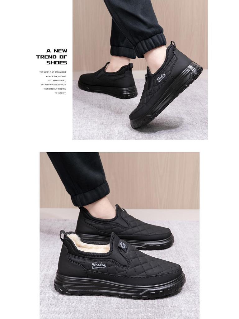 Men's Winter Snow Boots - Warm, Waterproof, Non-slip, Velvet-lined Wool Comfort for Middle-aged & Elderly