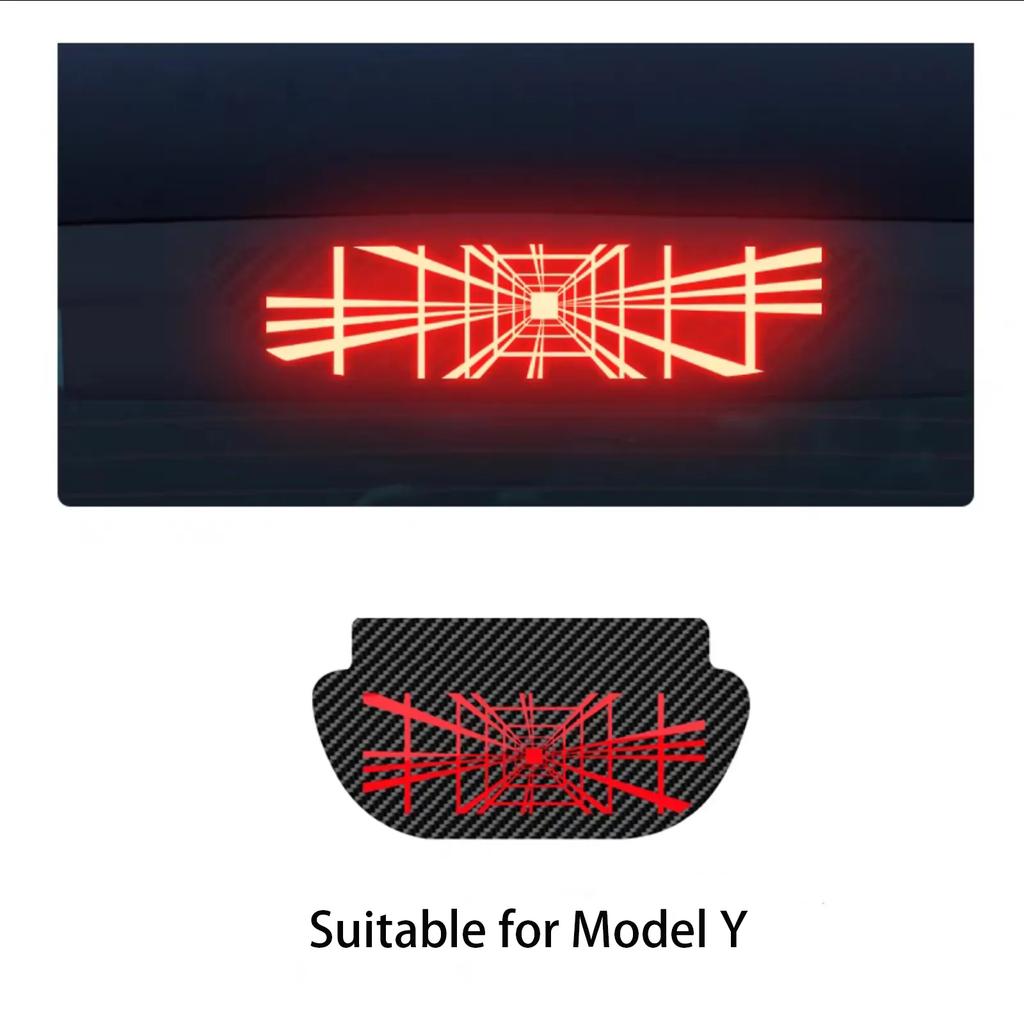 Принимаем индивидуальные наклейки для Tesla Model 3 Y Car High Mounted Brake Acrylic Projection Board Top Tail Light Emblem Halloween