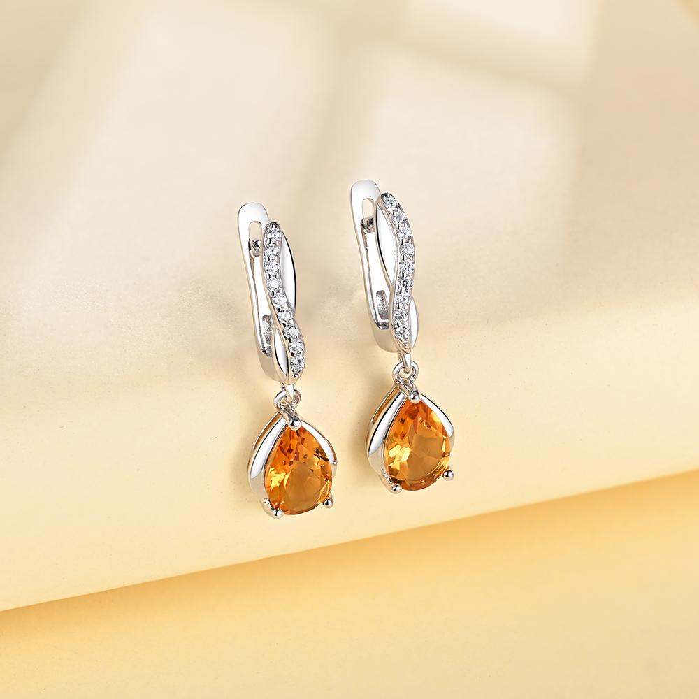 Серьги-капли с серебряной застежкой, модный натуральный драгоценный камень цитрин, эксклюзивный подарок для женщин и девочек на день рождения и особый случай, роскошные ювелирные изделия, подарок