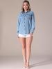 Allegra K CIMUK Women's Denim Jacket, Long Sleeve Button-Down with Pockets, Light Blue, Size M