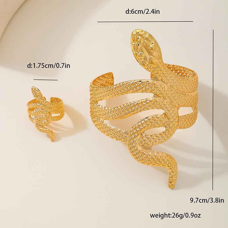 Meier Minimalist chic snake ring, bracelet, and jewelry set - retro metal design