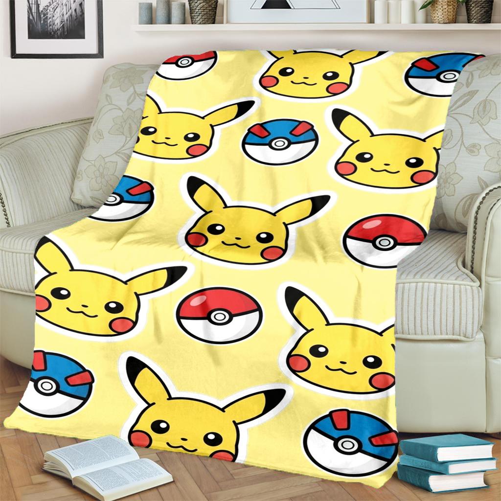 Pokémon Comfortable  Print Flannel Blanket for Travel, Bedrooms, Sofas, Beds, Chairs, Picnics-kwq174