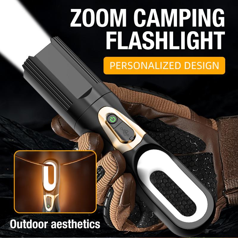 LED flashlight outdoor strong light charging long endurance multifunctional camping light portable home emergency cob work light